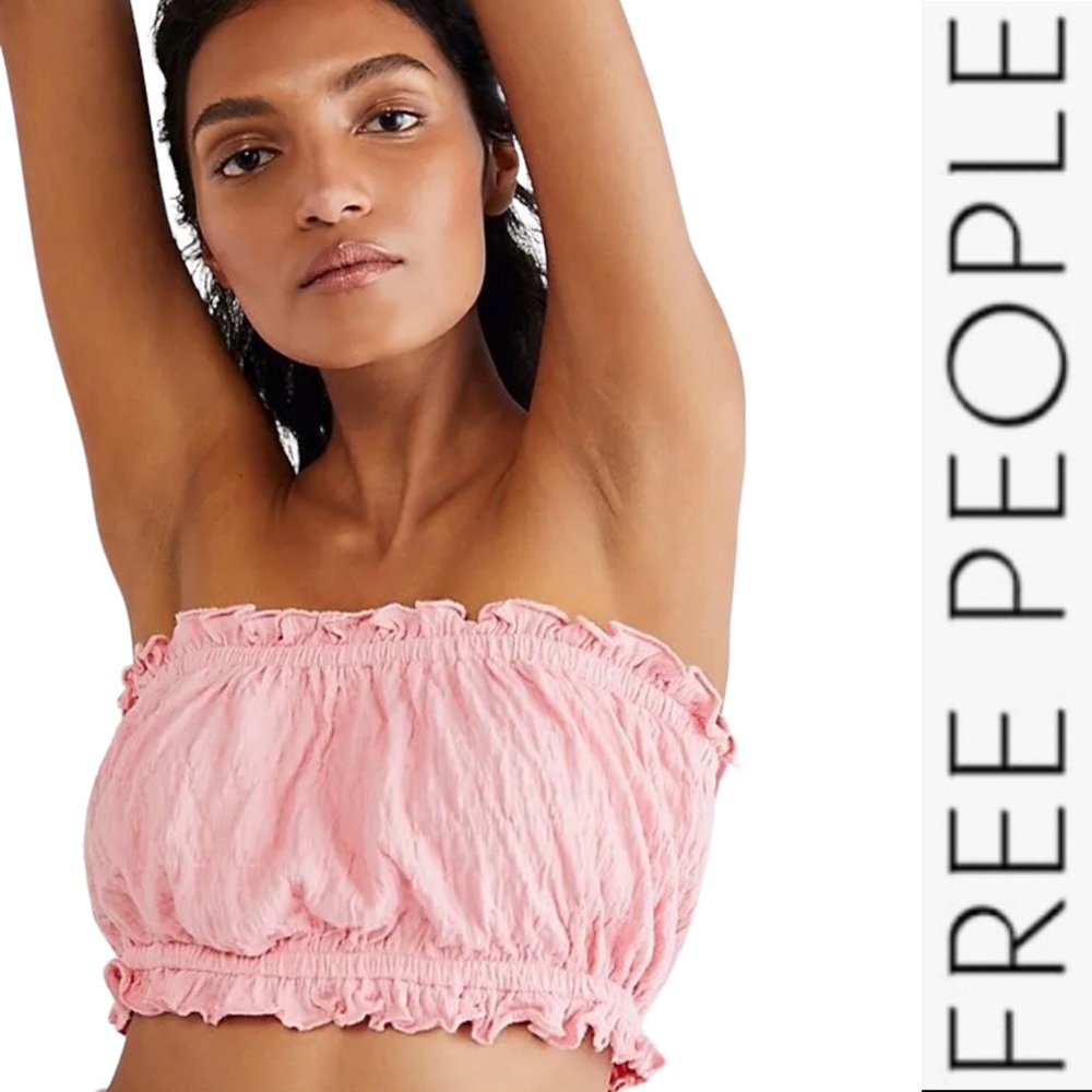 Last Chance NWOT Free People Beach Twyla Pink Ruffle Shorts Bandeau Top Set xs - Picture 3 of 10